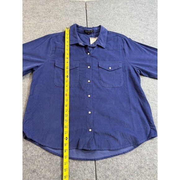 Velvet Heart Western Shirt Women's Large Blue 100% Cotton Long Sleeve Pearl Snap - Picture 1 of 9